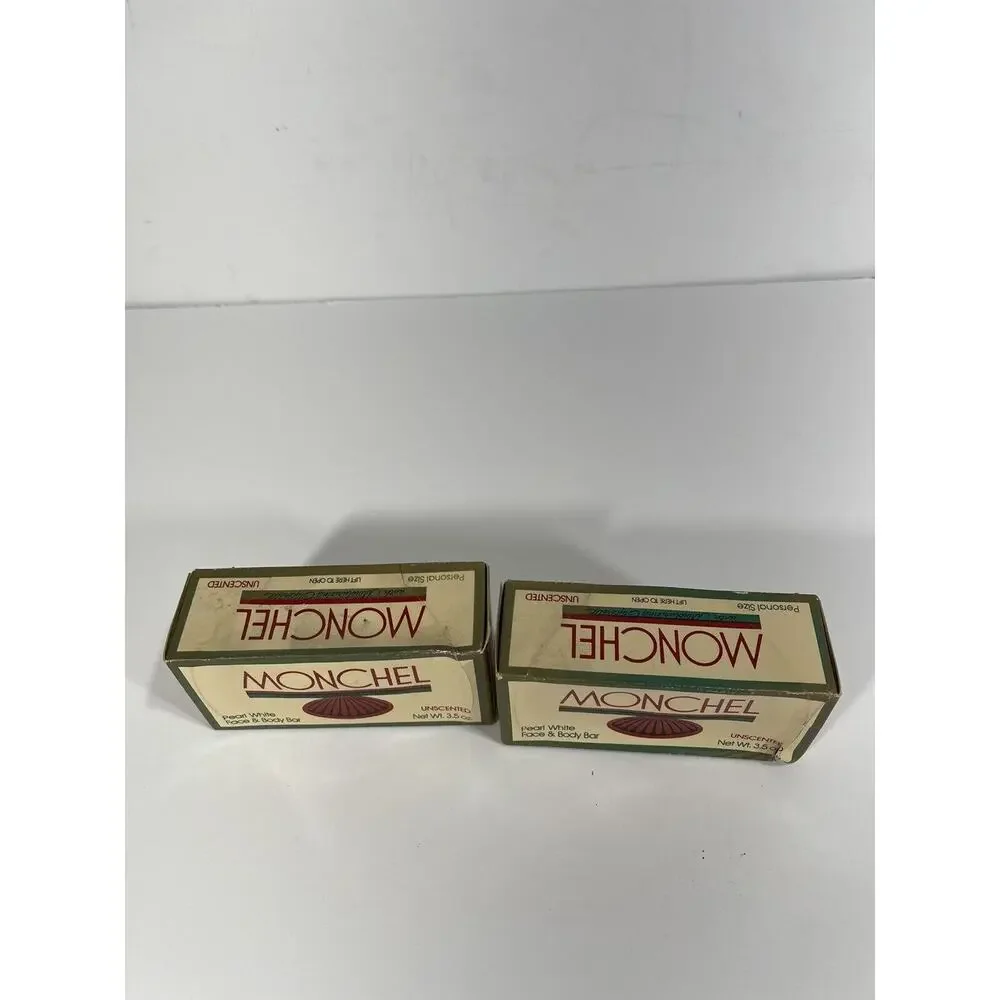Lot Of 2 Vintage Monchel Pearl White UnScented Bar Soap 1982 New Old Stock Shell